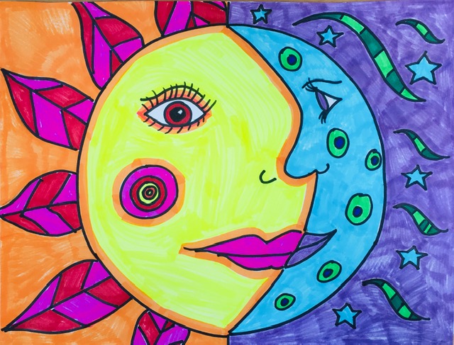 Picasso Sun Moon Drawing